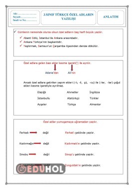 3.Sınıf Türkçe Özel Adların Yazılışı (Anlatım)
