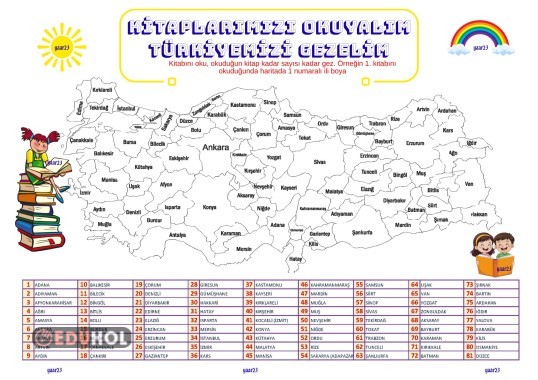 İl İl Kitap okuma Formu(Renkli)