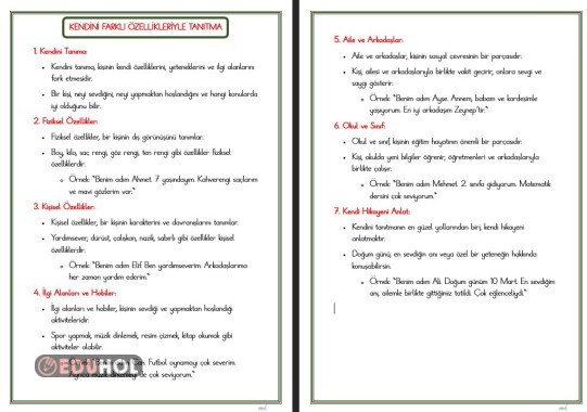 1. KONU KENDİNİ FARKLI ÖZELLİKLERİYLE TANITMA