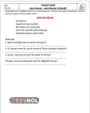 Okuduğunu anlama 2.sinif