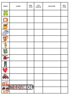 HARF BİLGİSİ HECE BİLGİSİ GÖRSEL DİKTE