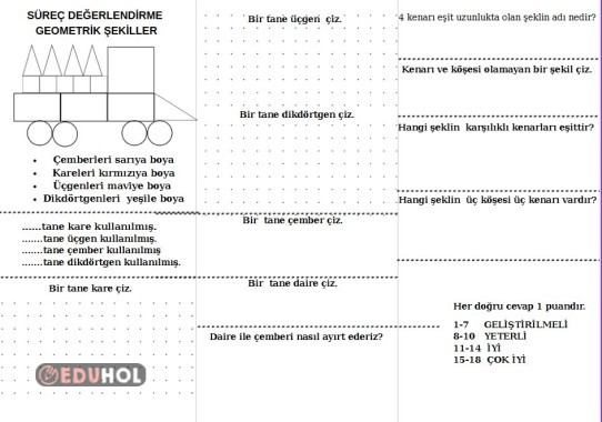 GEOMETRİK ŞEKİLLER SÜREÇ DEĞERLENDİRME