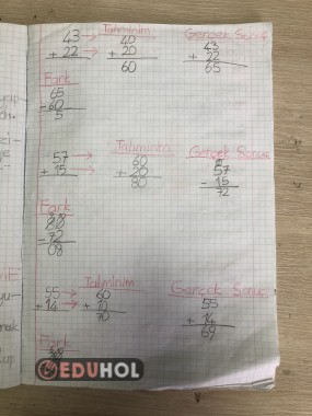 TOPLAMA VE ÇIKARMADA TAHMİN