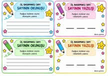 3 basamaklı sayılar.Yaz sil şablonu