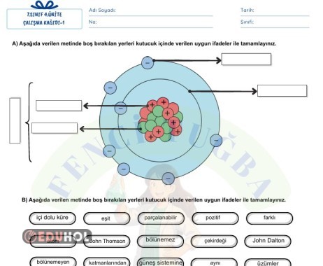 Atom Yapısı Çalışma Kağıdı