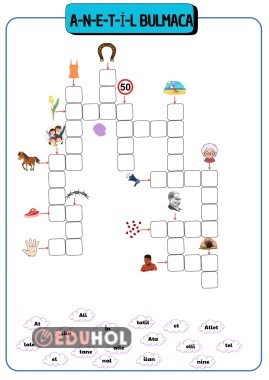 ANETİL HARF GRUBU BULMACA ETKİNLİĞİ