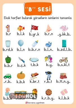 “B” SESİ EKSİK HARFLERİ TAMAMLA