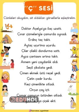 “Ç” SESİ CÜMLE EŞLEŞTİR OKUMA-ANLAMA ÇALIŞMASI