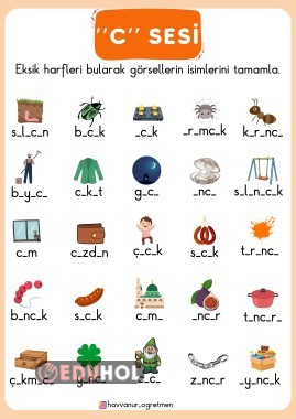 “C” SESİ EKSİK HARFLERİ TAMAMLAMA ETKİNLİĞİ