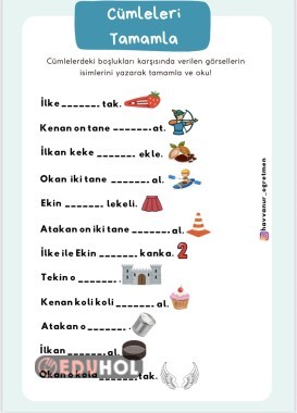 ‘’K’’ SESİ CÜMLE TAMAMLAMA ETKİNLİĞİ