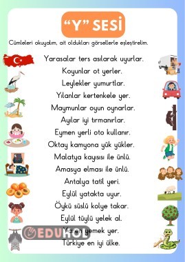 “Y” SESİ CÜMLE-GÖRSEL EŞLEŞTİRME ETKİNLİĞİ