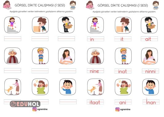 İ SESİ GÖRSEL DİKTE ÇALIŞMASI VE CEVAP ANAHTARI 2 SAYFA