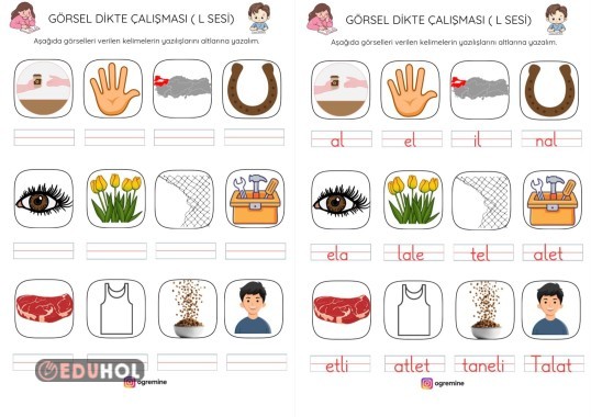 L SESİ GÖRSEL DİKTE ÇALIŞMASI VE CEVAP ANAHTARI 2 SAYFA