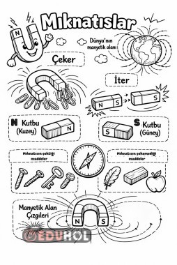 Mıknatıslar Eğitici Boyama Sayfası