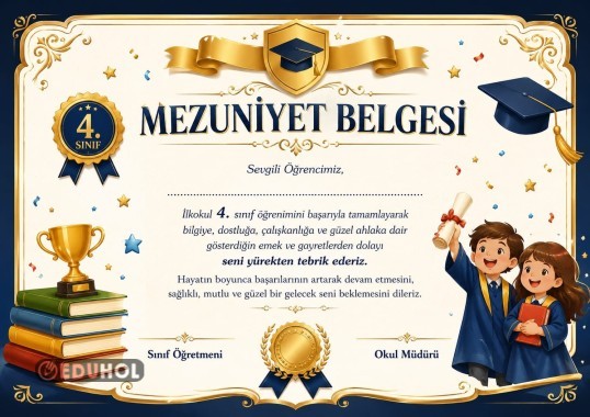 İlkokul 4. sınıf Mezuniyet Belgesi