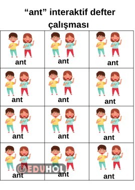 Ant kelimesi defter çalışması