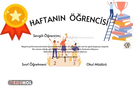 haftanın öğrencisi belgesi