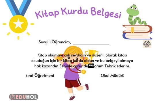 kitap kurdu belgesi kız öğrenciler