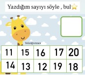 11-20 arası rakam farkındalık
