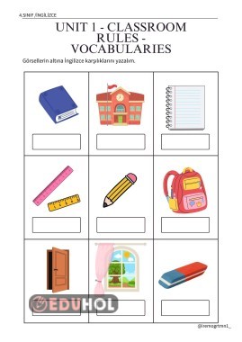 İngilizce 1.Ünite Classroom Rules Kelimeleri -1. Kısım