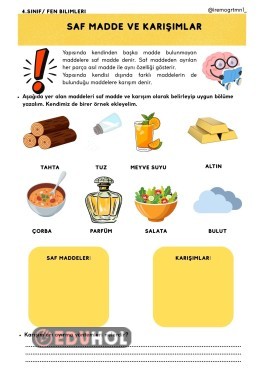 Saf Madde ve Karışımlar Fen Bilimleri