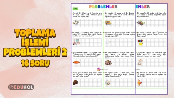 2. Sınıf Toplama İşlemi Problemleri 2 (2 Sayfa)
