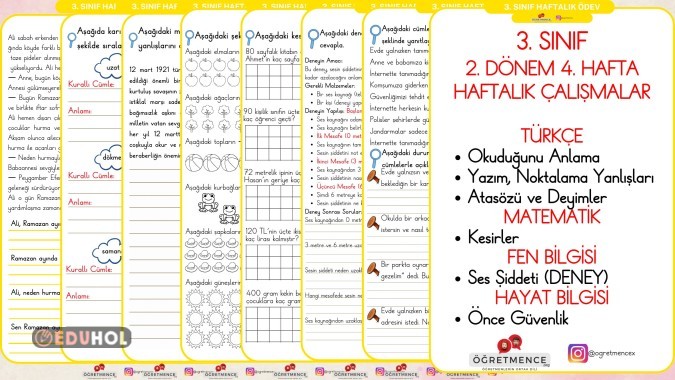 3.Sınıf Haftalık Ödev(24-28 Şubat)