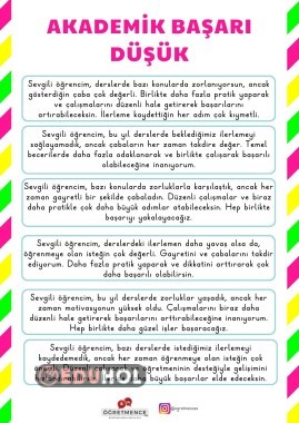 Akademik Başarısı Düşük Öğrenciler İçin Karne Görüşü (Tüm Sınıf Kademelerine Uygun)