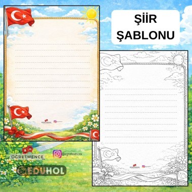 Bayrak Sevgisi Şiir Şablonu (Renkli be Renksiz)