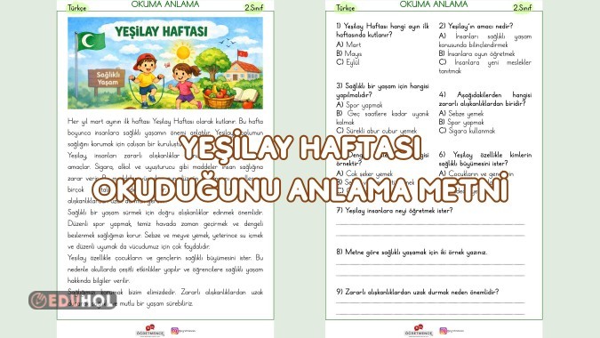 Yeşilay Haftası Okuduğunu Anlama Metni