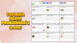 2. Sınıf Toplama İşlemi Problemleri 2 (2 Sayfa)