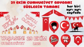 29 Ekim Cumhuriyet Bayramı Pano Çalışması Süslerinin Tamamı