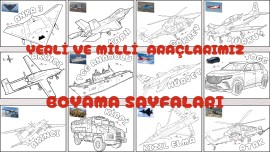 Yerli Malı Haftası Boyama Sayfaları (Yerli ve Milli Araçlar)