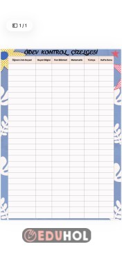 Ödev Kontrol Çizelgesi