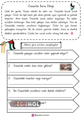 2.SINIF TÜRKÇE GAZZE OKUMA ANLAMA METNİ