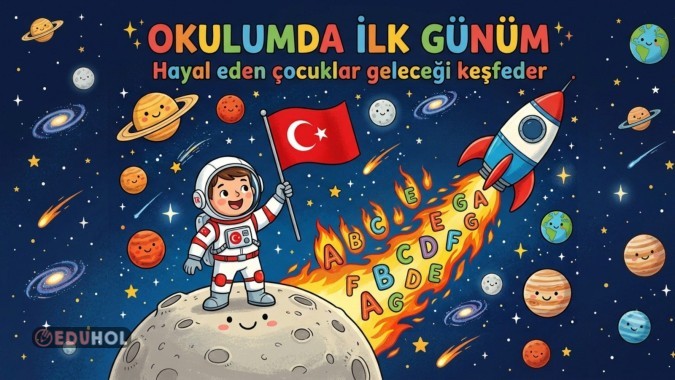 1. SINIF ASTRONOT UZAY TEMALI HOŞGELDİN DİJİTAL PANO