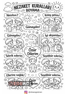 2. SINIF NEZAKET KURALLARI BOYAMA HAYAT BİLGİSİ