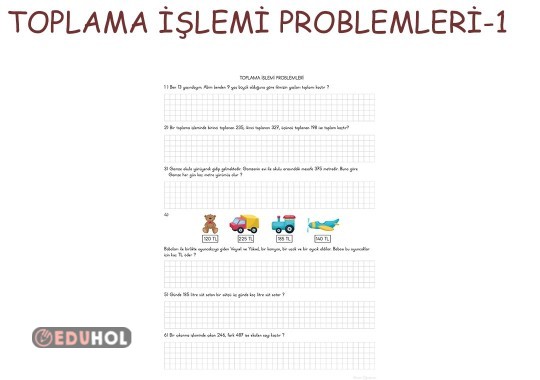 TOPLAMA İŞLEMİ PROBLEMLERİ - 1