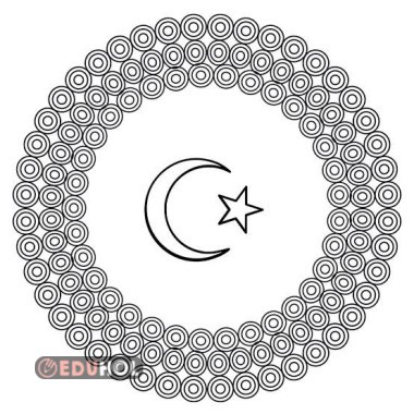 Türk Bayrağı Mandala boyama