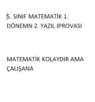 5. sınıf MATEMATİK 1. dönem 2. yazılı