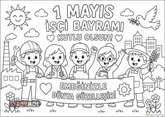 1 MAYIS EMEK VE DAYANIŞMA GÜNÜ BOYAMASI 5 SAYFA