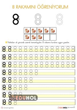 1.SINIF 8 RAKAMINI ÖĞRENİYORUM ÇALIŞMA KAĞIDI