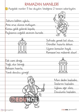 1.SINIF ÇOCUKLARIN OKUYACAĞI RAMAZAN MANİLERİ