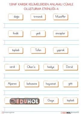1.SINIF KARIŞIK KELİMELEREDEN ANLAMLI CÜMLE OLUŞTURMA ETKİNLİĞİ-4