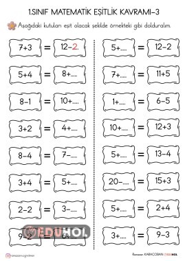 1.SINIF MATEMATİK EŞİTLİK KAVRAMI-3