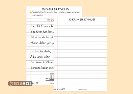 10 KASIM ŞİİR OKUMA YAZMA ETKİNLİĞİ