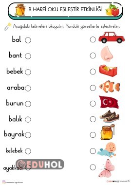 B SESİ OKU- EŞLEŞTİR ETKİNLİĞİ