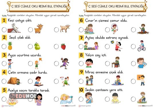 Ç SESİ CÜMLE OKU GÖRSELİ BUL ETKİNLİĞİ