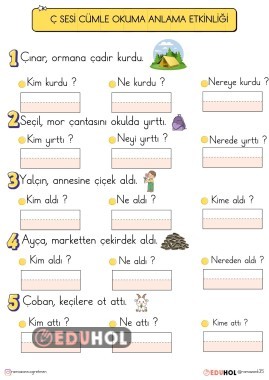 Ç SESİ CÜMLE OKUMA ANLAMA ETKİNLİĞİ