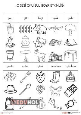 Ç SESİ OKU BUL BOYA ETKİNLİĞİ